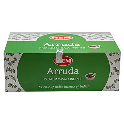Arruda Masala Incense Sticks and Holder Burner Bundle from Hem Incense and Trumiri for Home Fragrance Insence Insiensos - color: Arruda Masala