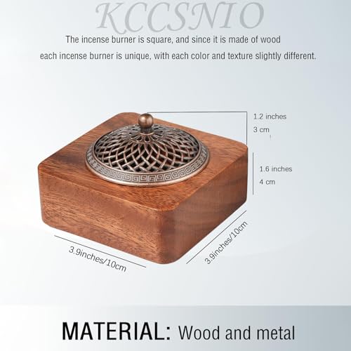 Acacia Wood Incense Burner for Cones & Coils, with Sticks Holder - style: A - Square