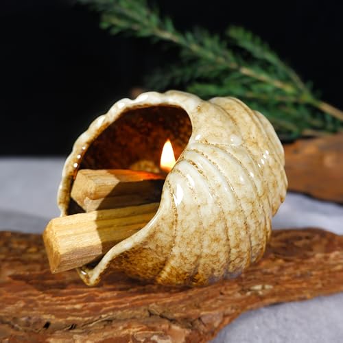 MOUGIGI Mini Conch Chiminea Palo Santo Burner Ceramic Smudging Bowl - color: Brown