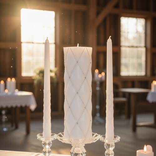 Hosley 11.5" High White Wedding Unity Candle Set. Great for Weddings Party Special Events and Emergency Lighting Reiki Spa Meditation. W5 - color: White