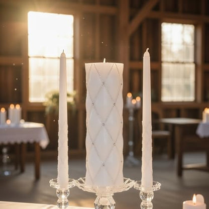 Hosley 11.5" High White Wedding Unity Candle Set. Great for Weddings Party Special Events and Emergency Lighting Reiki Spa Meditation. W5 - color: White