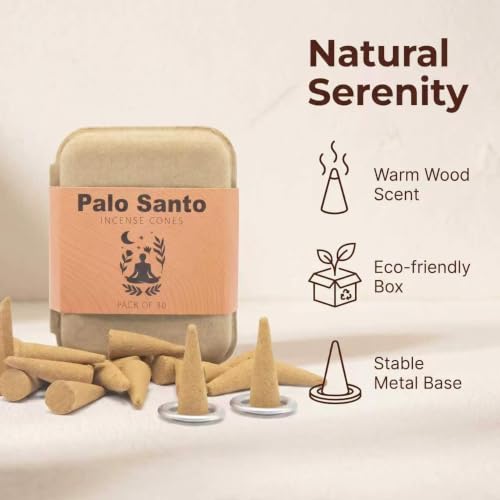 Palo Santo Incense Cones 30 Count, Include 2 Metal Dishes