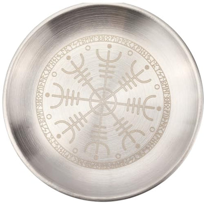 CREATCABIN Twelve Constellations Altar Plate Jewelry Dish Ritual Flat Bowl Round Silvery Tray Offering Bowl Dish Ring Trinket Holder for Jewelry Meditation Incense Stick Dowsing 5.55Inch - style: Twelve Constellations