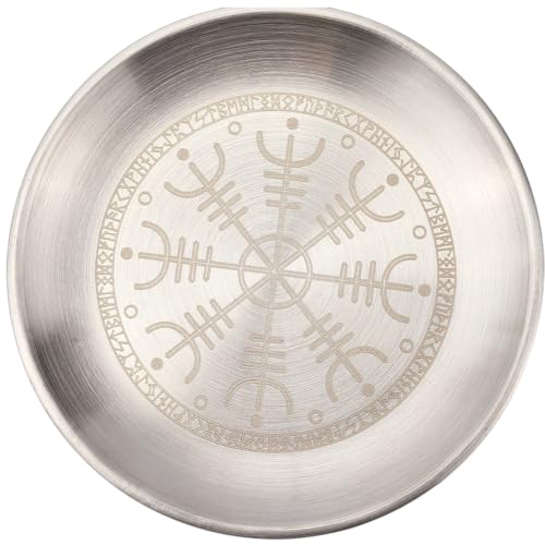 CREATCABIN Twelve Constellations Altar Plate Jewelry Dish Ritual Flat Bowl Round Silvery Tray Offering Bowl Dish Ring Trinket Holder for Jewelry Meditation Incense Stick Dowsing 5.55Inch - style: Twelve Constellations