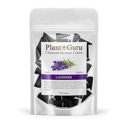 Lavender Charcoal Incense Cones 1" TOPFLOW - 50 Pack - Natural Scented Cones Handmade Hand Dipped