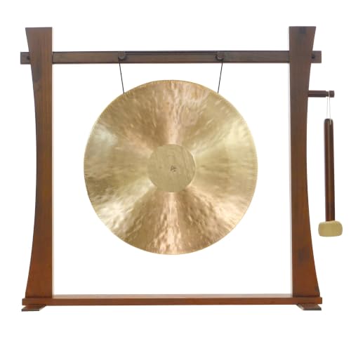 20" to 22" Gongs on the Spirit Guide Gong Stand - Includes Gong, Mallet, & Stand/Great for Office & Home/Traditional Style - size: 20" White Gong