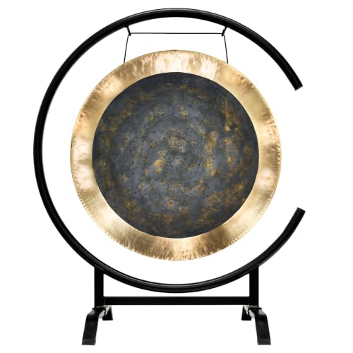 22" Chinese Gongs on the Seaside C-Stand - Includes Gong, Stand, & Mallet/Sturdy & Compact Design - color: 22" Deep Breath Gong