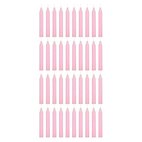 Mega Candles Mini Taper Chime Spell Candle 40 Count 4" x 1/2" Pink - color: Pink, size: 40 Pieces