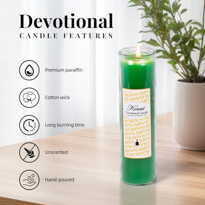 KONNI Pillar Candles in Glass Set of 3, 2x8 Inch Green Candle - color: Green