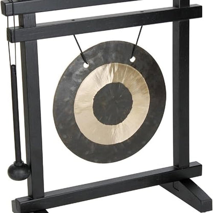 Woodstock Wind Chimes Desk Gong, Brass Hand-Hammered Bronze, Medium 12 - Inch Tall, for Meditation, Yoga, Classrooms, Offices, Great for Awareness, Relaxation - color: Black/Bronze, style: Desk