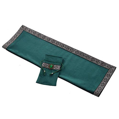 BLESSUME Witch Altar Tarot Table Cloth and Pouch Square Divination Tarot Cloth(Green) - color: Green