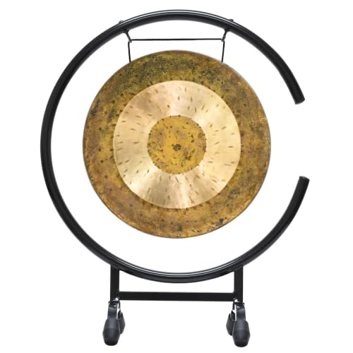 11" to 12" Gongs on the High C Gong Stand - Includes Gong of Choice with Traditional Chinese Mallet & Gong Stand/Easy to Assemble Metal Gong Stand/Small Bronze Gong/Great for Small Spaces Such a - size: 12" Atlantis Chau Gong