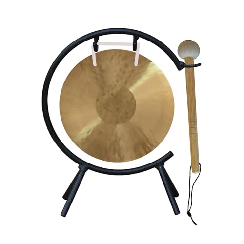 Arborea 6" Mini Wind Gong with C Stand & Gong Mallet – Elegant Bronze Desk Gong for Home Decor, Office & Tabletop Accent - size: 6" Wind Gong