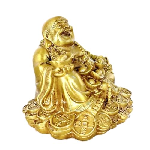 SMRTHMRT Feng Shui Decor Laughing Buddha Statue Maitreya Figurine Carrying Money Bag Happy Buddha for God Luck Brass Sculptures Home Decorations (Small) - size: Small