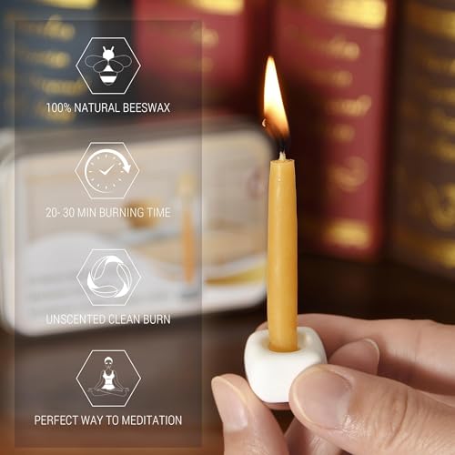 20 Minute Mini Candles Set,2.6 Inch Small Bees Wax Taper Meditation Candles 40Pcs,Candles Smokeless,Dripless for Home,Womens Gifts Yogas-Yellow - color: Raw, size: 40