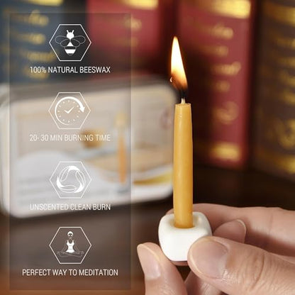 20 Minute Mini Candles Set,2.6 Inch Small Bees Wax Taper Meditation Candles 40Pcs,Candles Smokeless,Dripless for Home,Womens Gifts Yogas-Yellow - color: Raw, size: 40