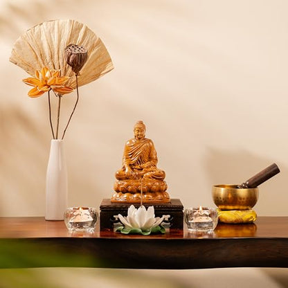 Wooden Shakyamuni Buddha Statue – Meditation Accessories, Feng Shui Spiritual Zen Decor, Buddha Statue Indoor for Peaceful Buddha Room & Mindful Living - style: Buddha in Earth-Touching
