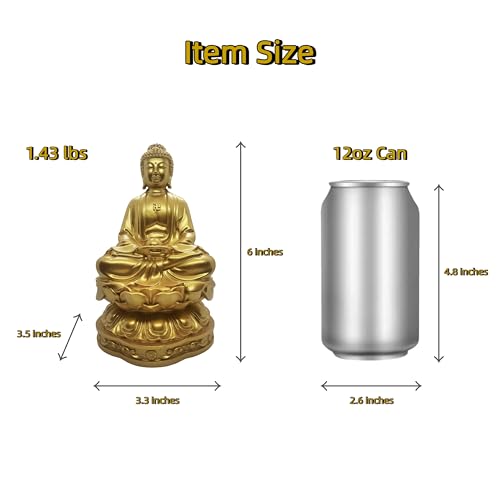 Resin Shakyamuni Buddha Statue 6" (Gold Color) - color: 6" Gold