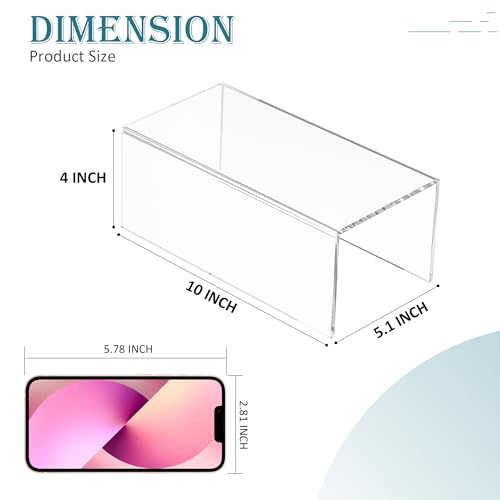 Acrylic Shelf Riser 10x5.1x4 pack of 2, Clear Acrylic Stand for Figure, Cosmetics, Bags, Shoes, Toys, Collectibles, 10x5.1x4 Inch - size: 10x5.1x4 Inch