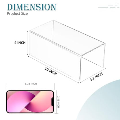 Acrylic Shelf Riser 10x5.1x4 pack of 2, Clear Acrylic Stand for Figure, Cosmetics, Bags, Shoes, Toys, Collectibles, 10x5.1x4 Inch - size: 10x5.1x4 Inch