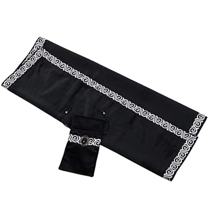 BLESSUME Wicca Square Altar Tarot Table Cloth for Reading with Card Pouch 24.4 * 24.4 inch (Black 1) - color: Black 1