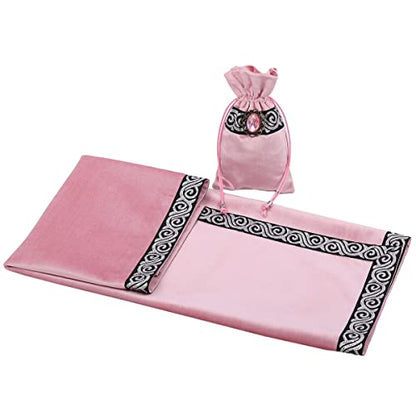 BLESSUME Wicca Square Altar Tarot Table Cloth for Reading with Card Pouch 24.4 * 24.4 inch (Pink1) - color: Pink1