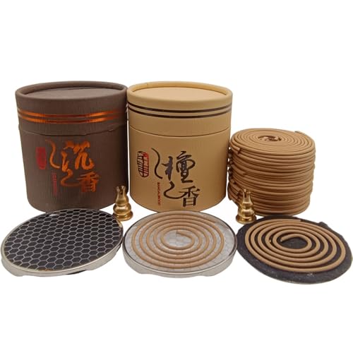Coil Incense,Traditional spiraled Incense,Perfect for Meditation Spaces,Living Rooms,or Any Indoor Area Where You Want to Create a Relaxing Atmosphere. (48Sandalwood+48Agarwood) - color: 48sandalwood+48agarwood