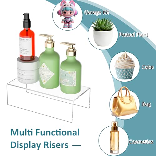Acrylic Shelf Riser 10x4.7x3 pack of 2, Desktop Rectangular Acrylic Tray Pedestal Stand for Home Décor, Figures, Manga or Other Collectibles, 10x4.7x3 Inch - size: 10x4.7x3 Inch
