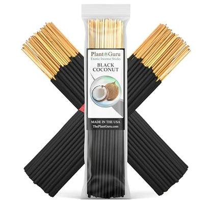 Black Coconut Exotic Incense Sticks 7 Inch - Bulk 1 Bundle 85 to 100 Sticks - Natural 7" Long Lasting Aroma that Burns for 30 to 45 Minutes.