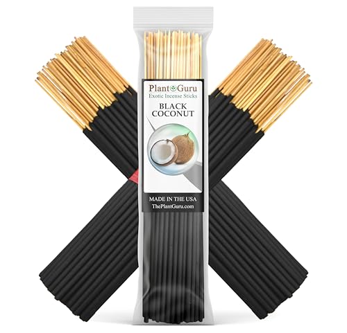 Black Coconut Exotic Incense Sticks 7 Inch - Bulk 1 Bundle 85 to 100 Sticks - Natural 7" Long Lasting Aroma that Burns for 30 to 45 Minutes.