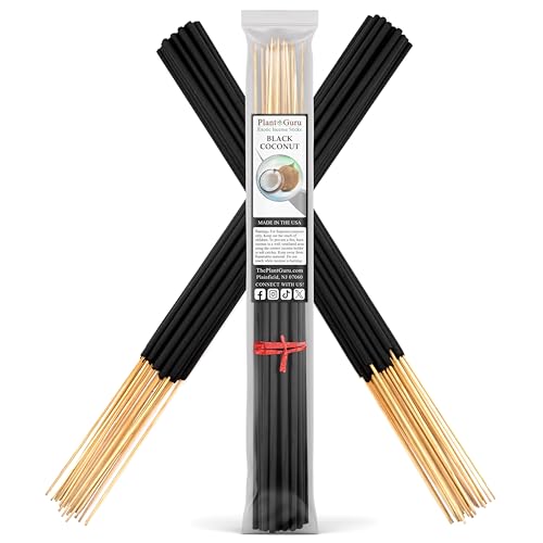 Black Coconut Exotic Incense Sticks Jumbo 19 Inch Long - Bulk 1 Bundle 27 to 30 Sticks - Natural 19" Extra Large with A Smooth Aroma that Burns for 3 to 4 Hours Each.