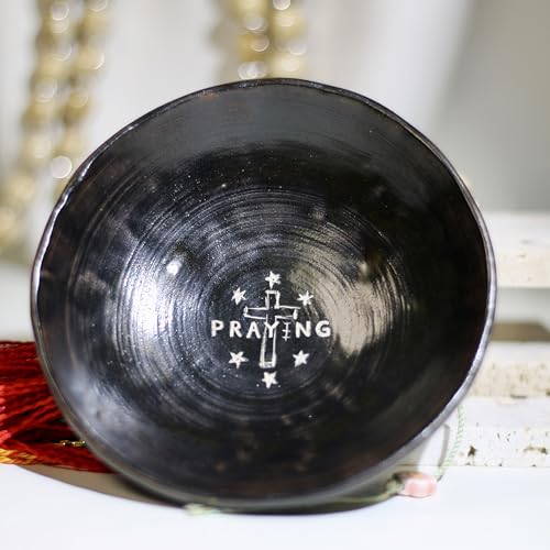 Prayer Offering Ritual Bowl Plate Great for Use Candles Tray Religious Spiritual Gifts （Black Praying） - style: Black Praying