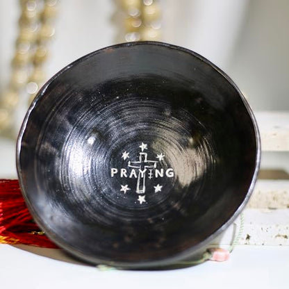Prayer Offering Ritual Bowl Plate Great for Use Candles Tray Religious Spiritual Gifts （Black Praying） - style: Black Praying