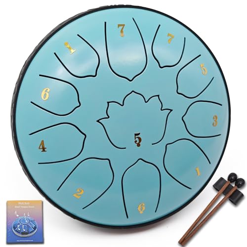 6.5-Inch 11-Note Steel Tongue Drum, Rain Drum for Outside & Garden - color: Sky Blue, size: 6.5 Inch 11 Notes