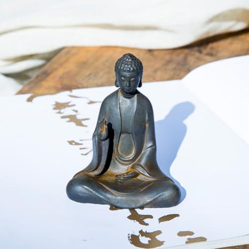 Faceless Buddha Statue, Cast Iron Buddha Figurine, Indoor Outdoor Zen Decor - style: Fearless