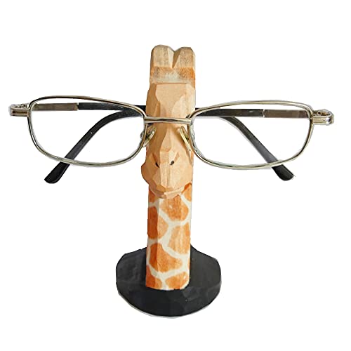 Red Dollar Handmade Wood Carved Animal Eyeglass Holder, Cute Sunglasses Display Stand, Nightstand Home Office Desk Decor, Christmas Holiday New Year Business Men Women Adults (Giraffe) - color: Giraffe