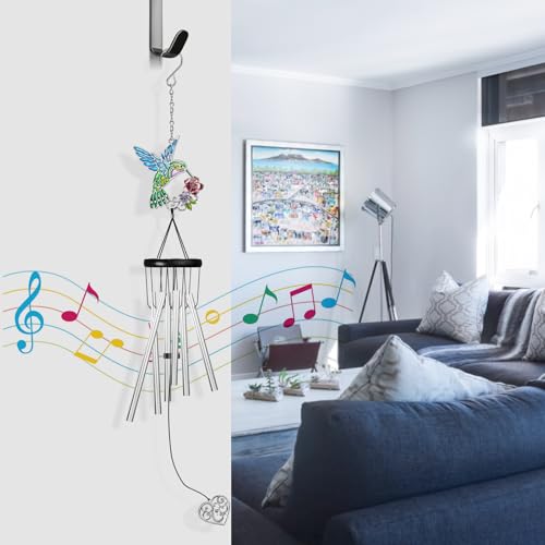 Outdoors Hummingbird Wind Chimes Sympathy Memorial for Loss of Loved One - Soothing Melodic Tones Aluminum Chime Great as a Gift for Your Patio Porch Garden and Backyard (Hummingbird,Heart) - size: 24.1" Hummingbird Heart