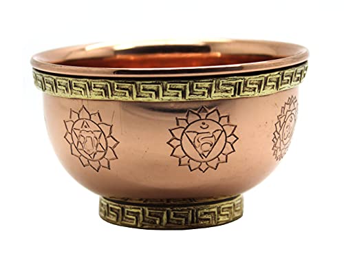Copper Offering Bowl, 3 Inch, Altar & Ritual Use, Incense & Smudging Bowl, 7 Chakra - style: 7 Chakra