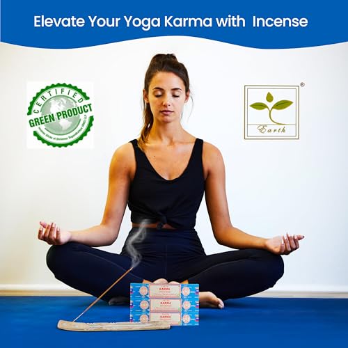Satya Karma Incense Sticks, Satya Bng (Bangalore) Insenses 15gmx3 Pack with Raajsee Incense Holder Bundle, Satya Nagchampa Natural Incense - color: Karma