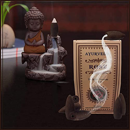 Rose Backflow Incense Cones for Waterfall and Mat Bundle Inciensos Aromaticos|Incienso|Inciense|Insienso - color: Rose