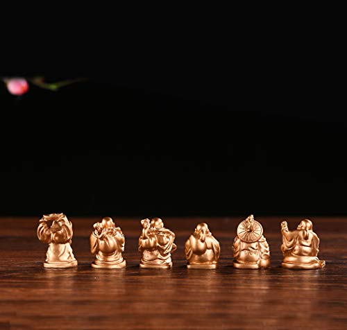 6Pcs 1'' Gold Resin Laughing Buddha Figurines, Tabletop Lucky Decor - color: 1'' Resin Gold Set