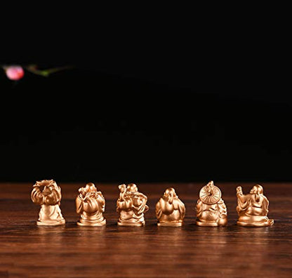 6Pcs 1'' Gold Resin Laughing Buddha Figurines, Tabletop Lucky Decor - color: 1'' Resin Gold Set