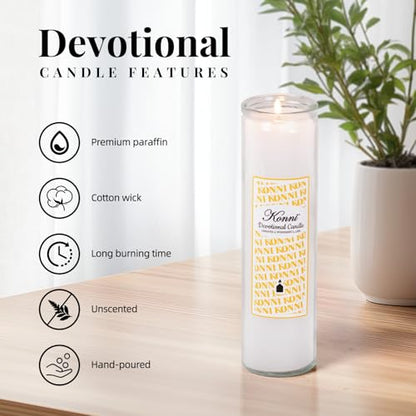 KONNI Pillar Candles in Glass Set of 3, 2x8 Inch White Candle - color: White