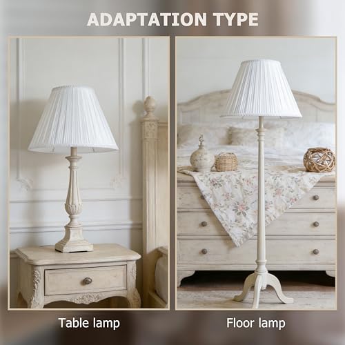 PAPAYA White Pleated Lamp Shades Set of 2 6"×13"×9.8" Bell Shade - color: White-2 Pack