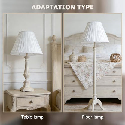 PAPAYA White Pleated Lamp Shades Set of 2 6"×13"×9.8" Bell Shade - color: White-2 Pack