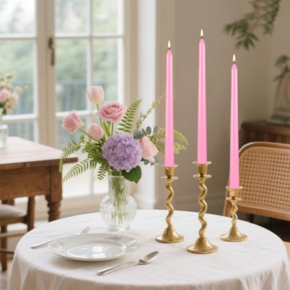 14-Pack Pink Taper Candles - 10 Inch Unscented Dripless Candlesticks, Long Burning for Weddings, Bridal Showers, Valentine's Day & Romantic Dinner Parties - color: 10"14pcs-Pink