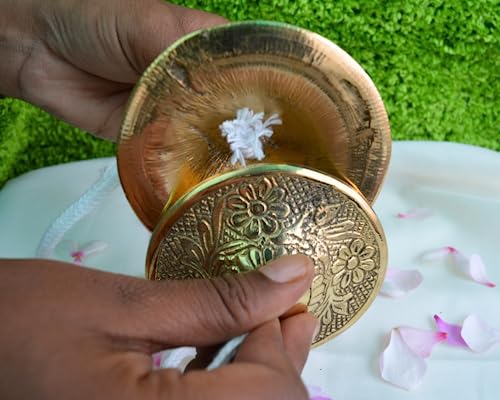 Brass Manjira Cymbals 2.5 Inch 250g Pair – Hand Finger Percussion Instrument for Kirtan, Bhajan, Pooja, Aarti, Temple Worship, Yoga & Meditation | Traditional Indian Manjeera Tingsha Style Cymbals
