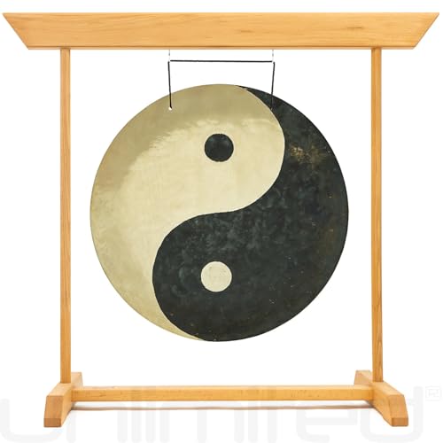20" to 26" Taoist Breeze Gongs on Stands Includes Gong, Stand, & Mallet/Yin & Yang/Perfect for Meditation & Sound Healing - size: 24"