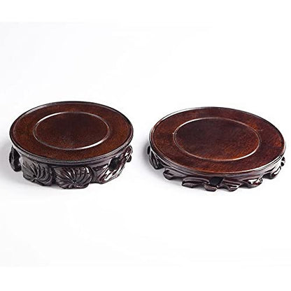 5.1''Inside Diameter Round Rosewood Base Collectibles Display Stand - size: 5.1x5.1x1.0 in