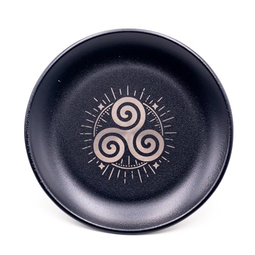 Offering Bowl Prayer Ritual Plate Great for Wicca, Altar use, Ritual use, Incense Burner, smudging Bowl, Decoration Bowl, offering Bowl (Black Triskelion) - color: Black Triskelion